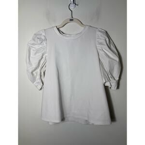Crosby by Mollie Burch White Mixed Media Half Sleeve Shirt Sz M